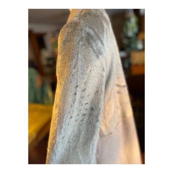 Karen Millen Long Coat Grey Wool Contast Faux Fur Upper Sz 10 - Picture 9 of 16